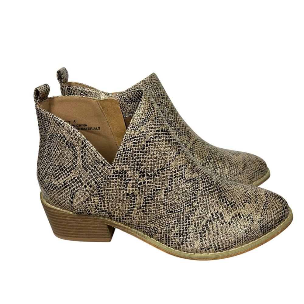 Corkys Boutique Port Faux Snake Sparkle Ankle Booties V Cut Zipper Womens 7 NEW